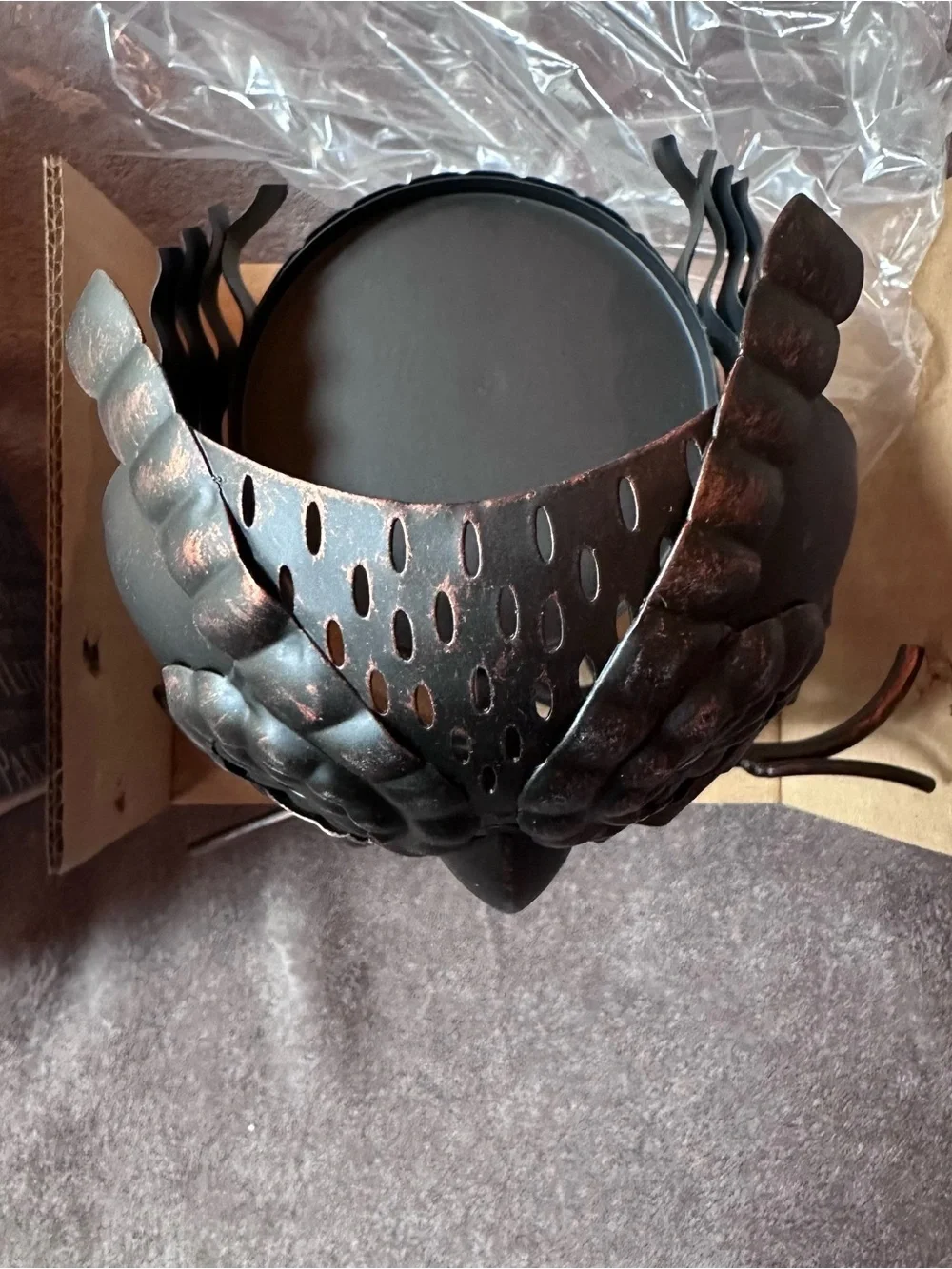 Partylite Metal Owl Decorative Accent - Black with Bronze Highlights